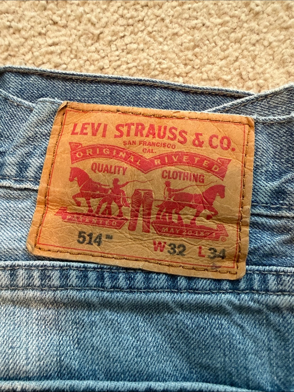Levi's 514 32x43 Men's Faded Light Blue Straight Jeans